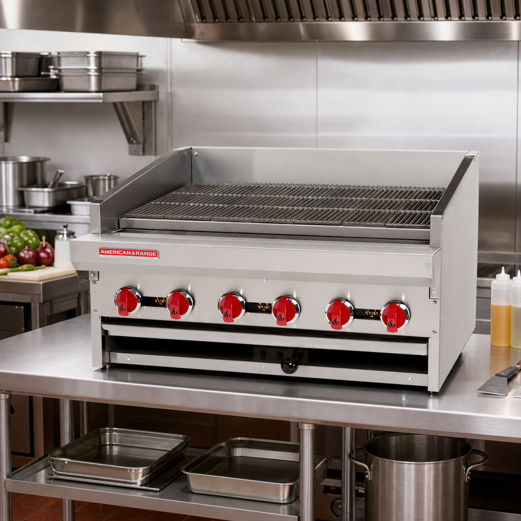 Product image #3 for American Range ADJ-72 72-Inch Countertop Adjustable Radiant Gas Charbroiler, 12-Burner