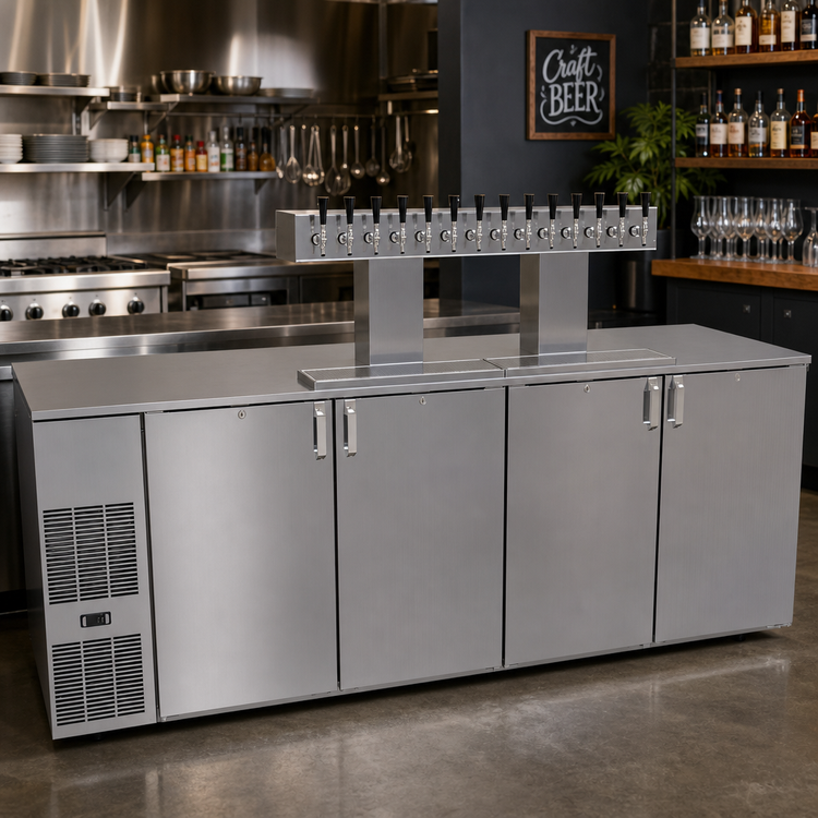 Product image #2 for Glastender C1FB92-DD One-Zone Front-Serviced Bar Profile Draft Beer Dispensing Cooler, 92-Inch, Four-Section