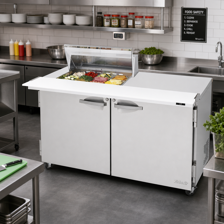 Product image #2 for Turbo Air PRO Series Clear Lid Mega-Top Sandwich/Salad Prep Table Work Station, 60-1/4-Inch, 2-Door, 12-Pan