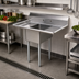 Thumbnail image #2 for Sapphire Manufacturing 42-Inch 1-Compartment Stainless Steel Sink with Dual Drainboards and Backsplash