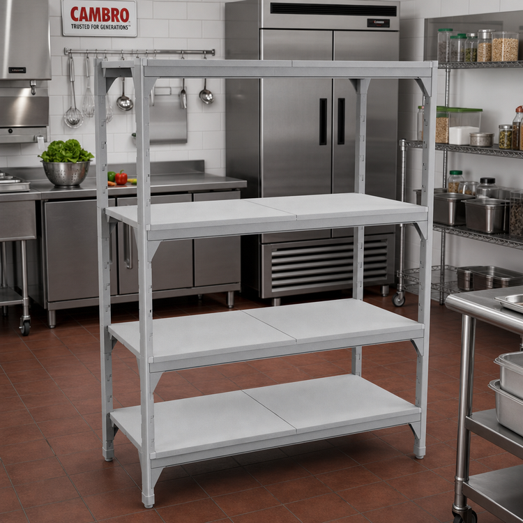 Product image #3 for Cambro Camshelving Premium 18-Inch x 72-Inch Solid Shelf Kit for 4 Shelves, Speckled Gray