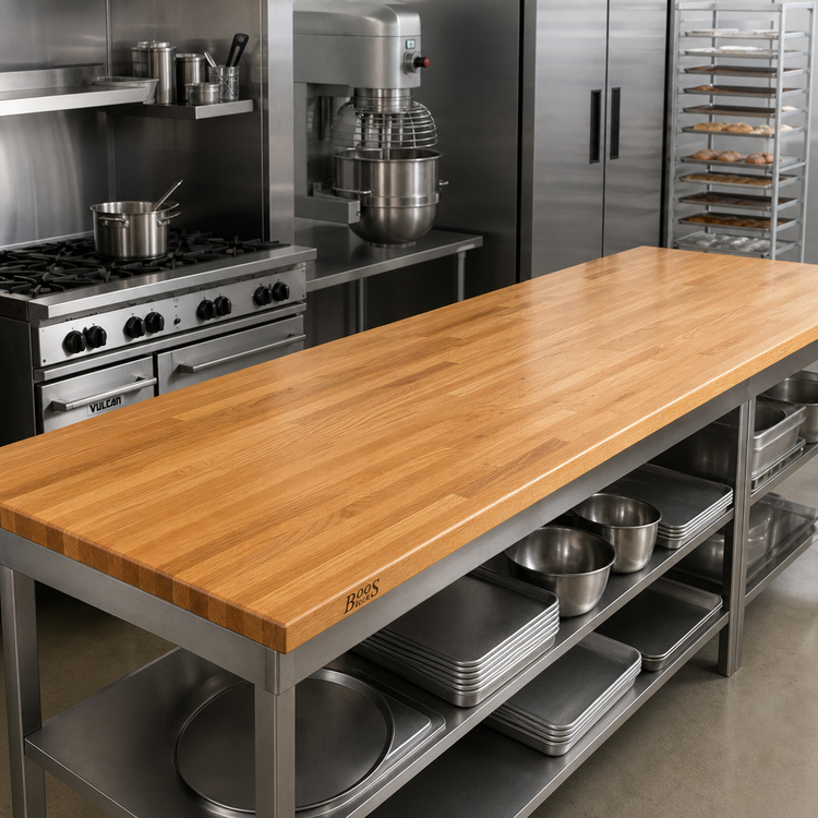 Product image #2 for John Boos Appalachian 96-Inch x 25-Inch Blended Edge Grain Red Oak Kitchen Countertop with Varnique Finish