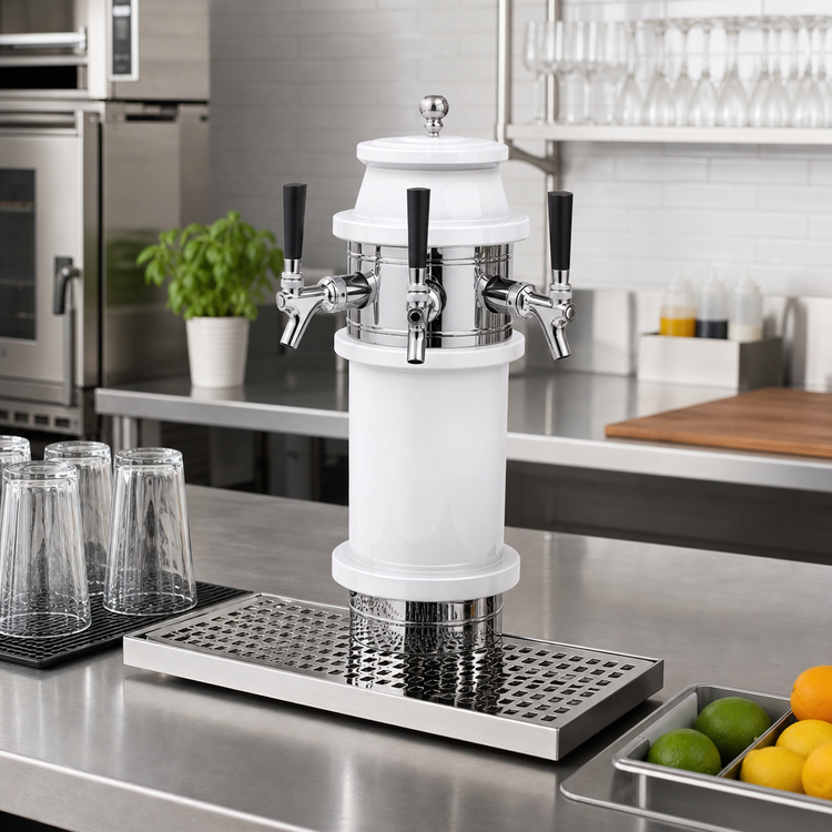 Product image #2 for Glastender Roman 3-Faucet Air-Cooled Countertop Draft Dispensing Tower, Mirror Finish