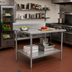 Thumbnail image #2 for John Boos Stallion 48 x 36 Inch 16-Gauge Stainless Steel Top Work Table with 5-Inch Backsplash and Galvanized Undershelf