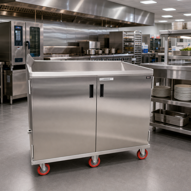 Product image #2 for Economy Enclosed Mobile Patient Tray Cart, 24-Tray, Two-Door, Stainless Steel