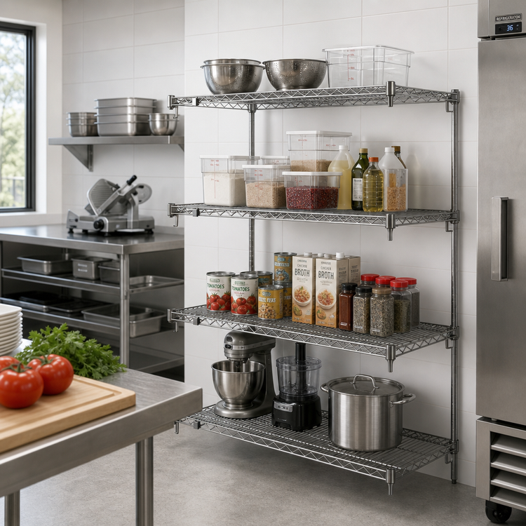 Product image #2 for Metro Super Erecta Super Adjustable Add-On Wire Shelving Unit, 42W x 24D x 63H, Chrome Plated, 4 Shelves