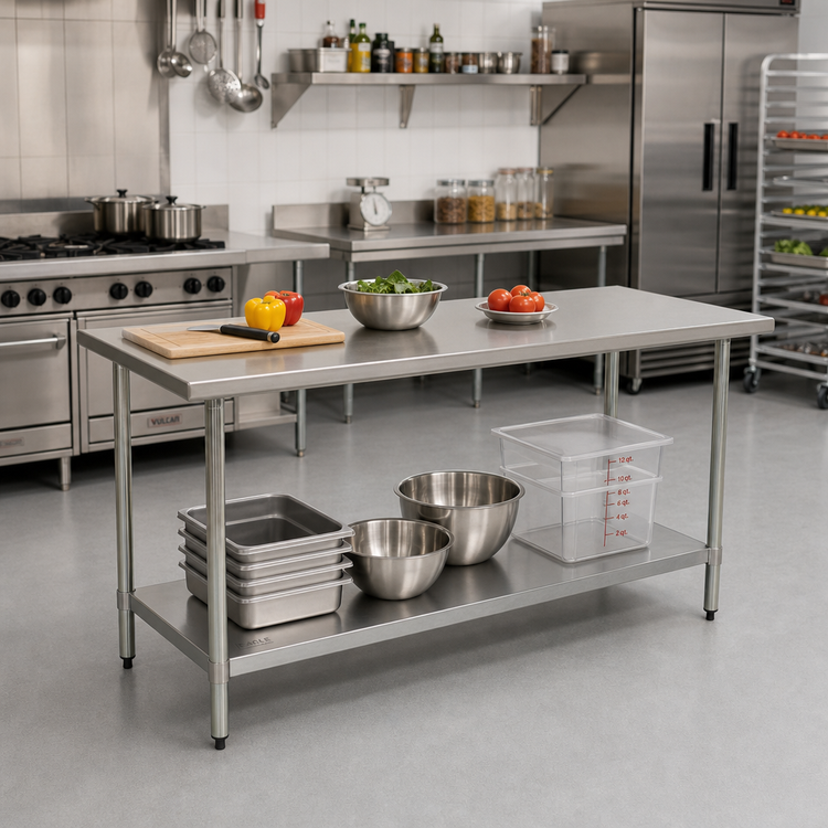Product image #2 for Eagle Group BlendPort® Budget Series 84" x 24" Flat Top Work Table with Adjustable Stainless Steel Undershelf