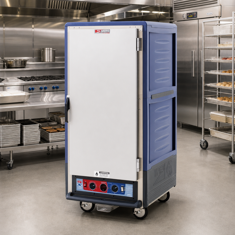 Product image #2 for Metro C5 3 Series 3/4 Height Mobile Combination Heated Holding and Proofing Cabinet with Blue Insulation Armour and Universal Wire Slides