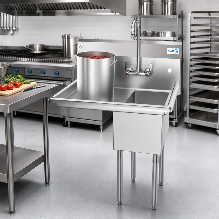 Product image #2 for Koolmore 1-Compartment Stainless Steel Sink with Left Drainboard and Backsplash