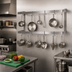 Thumbnail image #2 for BK Resources Wall-Mount Double Bar Pot Rack, 72 Inch, 304 Stainless Steel, 12 Hooks