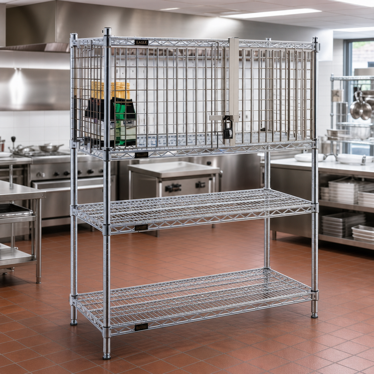 Product image #2 for Eagle Group Chrome Security Module Enclosure Kit for 24 x 60 Wire Shelving with Hinged Doors