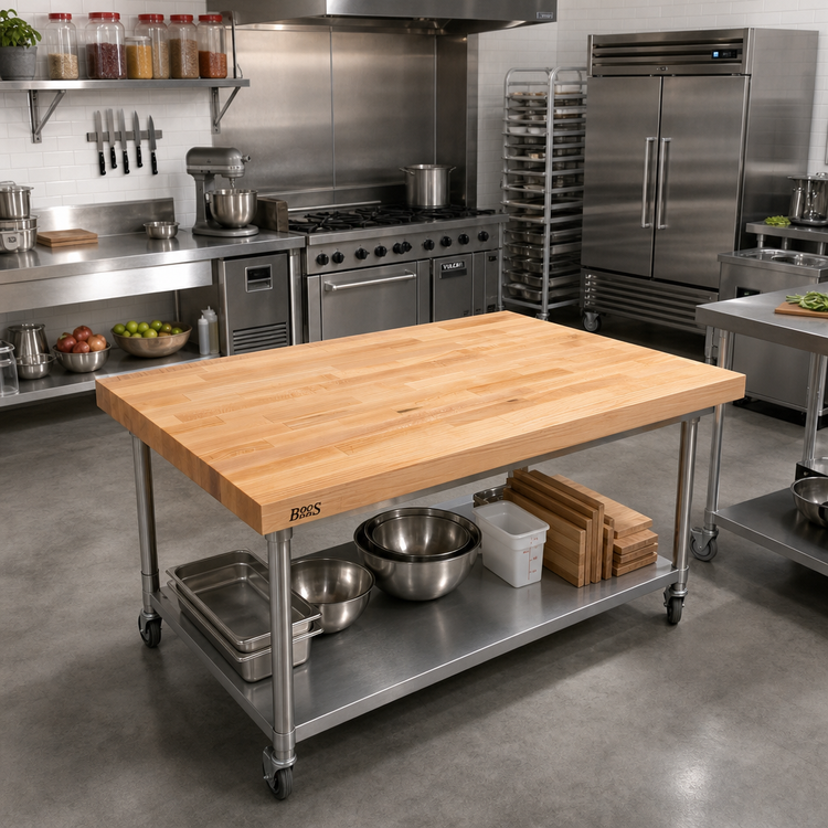 Product image #2 for John Boos 60-Inch x 36-Inch Edge Grain Flat Northern Hard Rock Maple Work Table Top with Penetrating Oil Finish