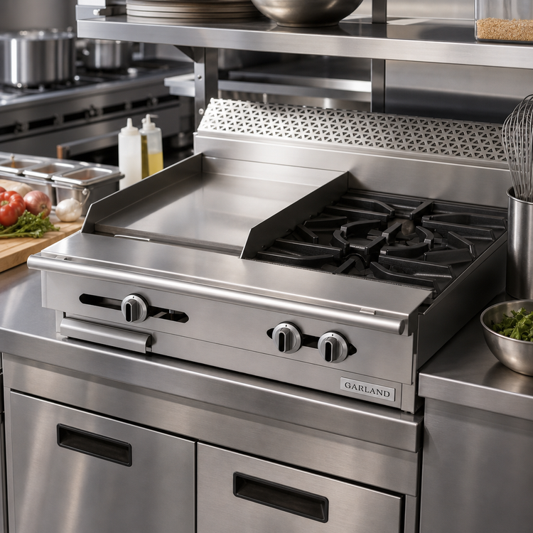 Product image #2 for Garland Cuisine Series Heavy Duty 36-Inch Natural Gas Modular Top Range with 2 Open Burners and 18-Inch Thermostatic Griddle