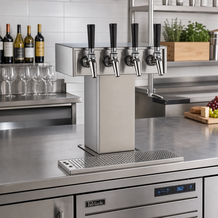 Product image #2 for Perlick Tee Tower Style 4-Faucet Wine Dispensing Kit for DZS36, Stainless Steel