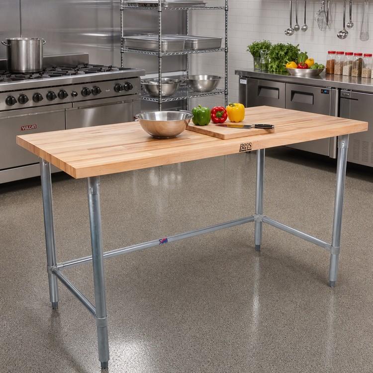Product image #2 for John Boos 48 x 36-Inch Wood Top Work Table with Northern Hard Rock Maple Top and Stainless Steel Legs