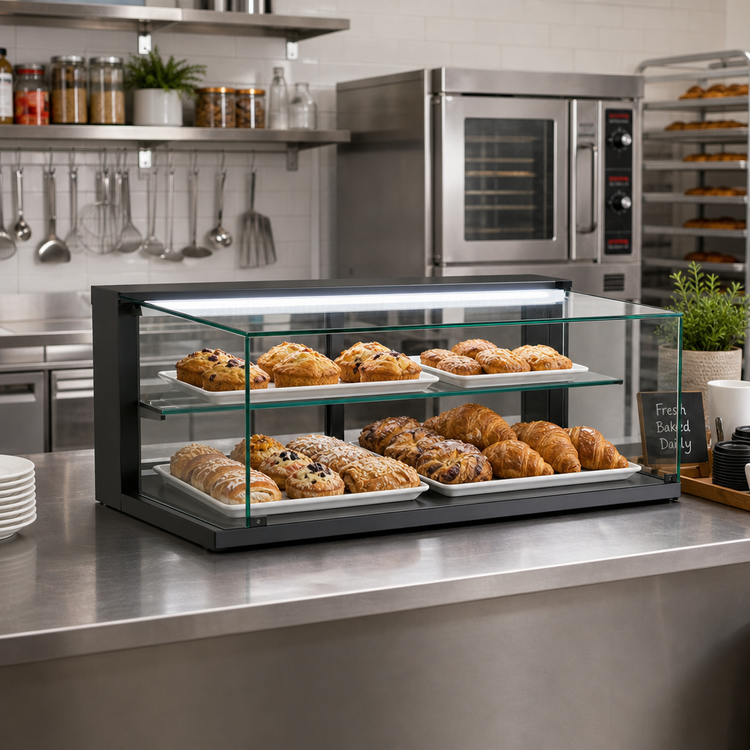 Product image #2 for Reveal Non-Refrigerated Full-Service Countertop Display Case, 48 Inch, Black, LED Top Light