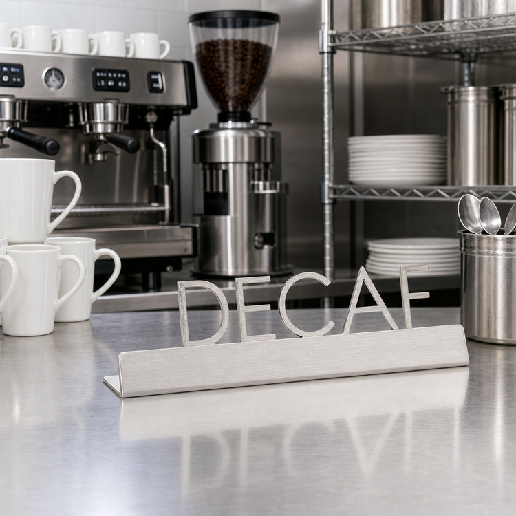 Product image #2 for American Metalcraft Decaf Stainless Steel Tabletop Sign