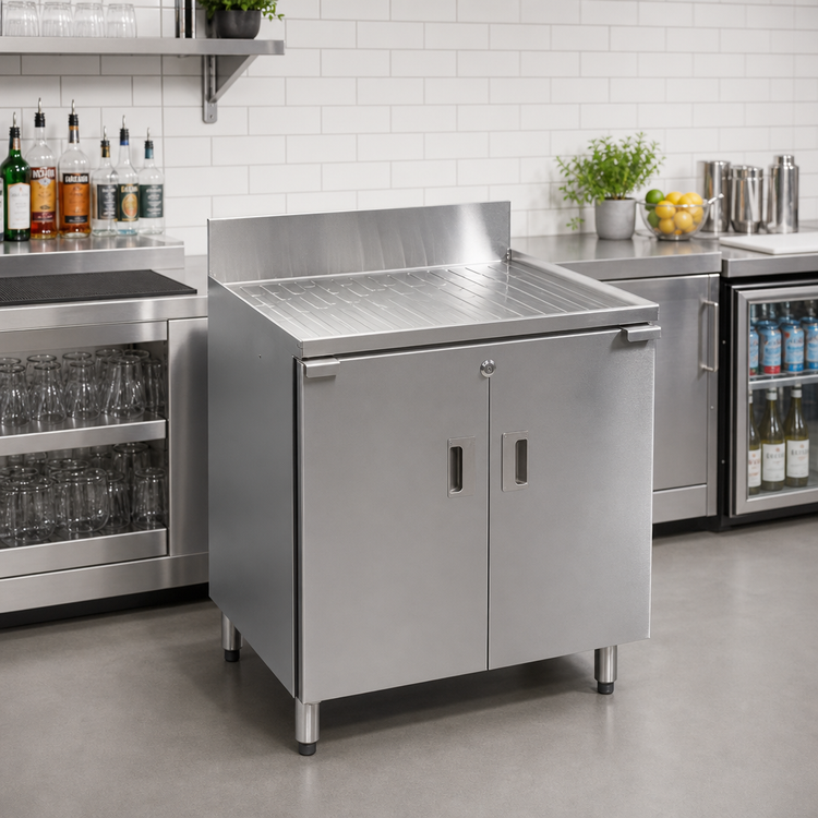 Product image #2 for CHOICE by Glastender Underbar Drainboard Cabinet, 36 Inch W x 19 Inch D, Enclosed Cabinet Base with Hinged Doors