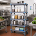 Thumbnail image #2 for Quantum Millenia Mobile Polymer Starter Shelving Unit with 5 Open Grid Shelves, 60W x 18D x 86H, Gray