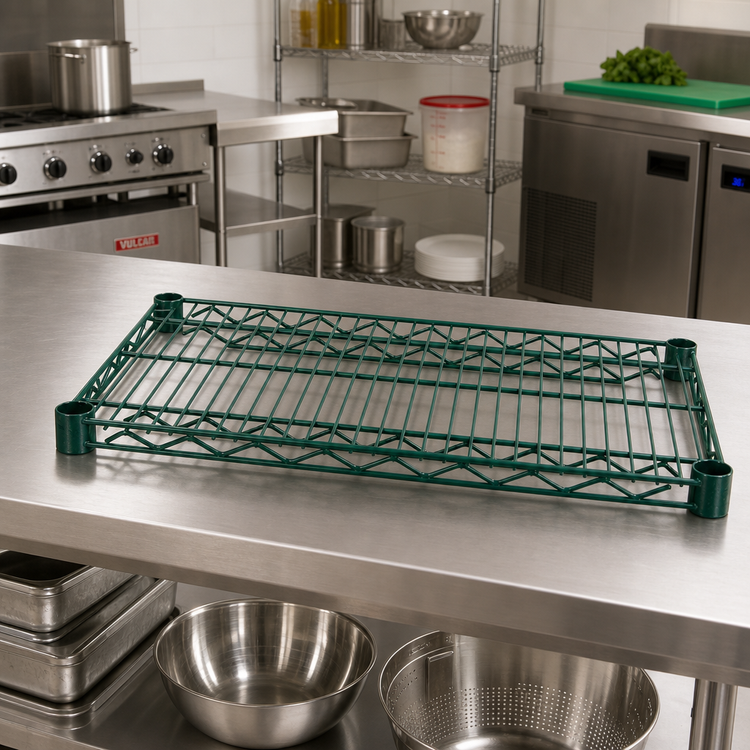 Product image #3 for Advance Tabco Special Value Series Heavy-Duty Green Epoxy-Coated Wire Shelf, 24 x 18 Inches