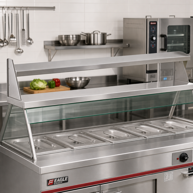 Product image #2 for Eagle Group 48-Inch x 8-Inch Removable Stainless Steel Dish Shelf for HT3 Hot Food Table