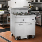 Thumbnail image #2 for Imperial (Middleby) IFSSP250EUT Electric Dual-Tank Floor Fryer, 50 lb. per Tank, Built-In Filter, Stainless Steel