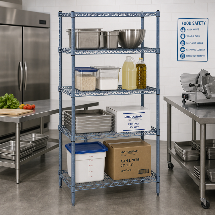 Product image #2 for Quantum 42 x 24 x 74 Inch Wire Shelving Starter Kit with Gray Epoxy Antimicrobial Finish