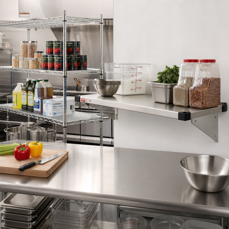 Product image #2 for Metro Super Erecta 48 Inch x 24 Inch Solid Stainless Steel Shelf with Raised Ship's Edge
