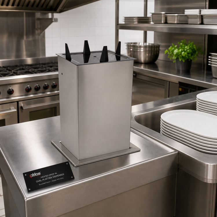 Product image #2 for Atlas Metal Heated Drop-In Oval Platter Dispenser with Enclosed Frame