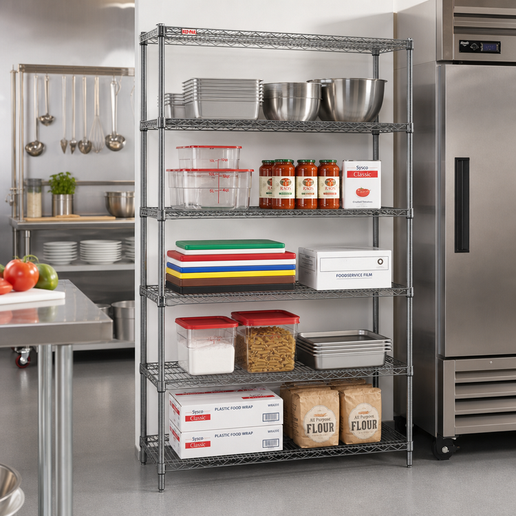 Product image #2 for Red-i-Pak 5-Tier Wire Shelving Unit, 48"W x 24"D x 63"H, Pewter Gray Epoxy