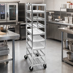 Thumbnail image #2 for Channel Manufacturing UPR7 7-Shelf End-Load Aluminum Platter Rack Cart with 5" Swivel Stem Casters