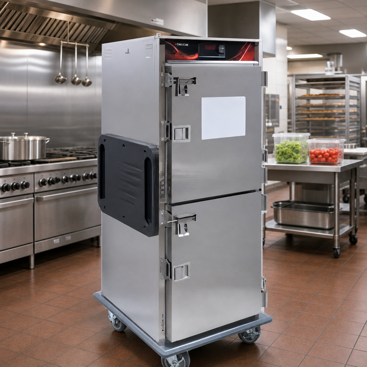 Product image #2 for Cres Cor 30.5 Inch Wide Insulated Mobile Heated Holding Cabinet with Dutch Doors, 6 Pan Capacity, Stainless Steel, 120V