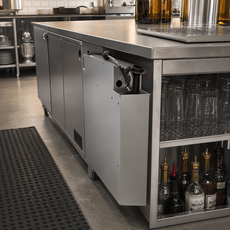 Product image #2 for Glastender Extra Deep Pass-Thru Underbar Soda Gun Holder with Integral Drip Pan, 6 x 38 x 22 Inches