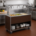 Thumbnail image #2 for Vollrath 2-Series Affordable Portable 46-Inch 3-Pan Non-Refrigerated Cold Food Station with Buffet Breath Guard, Lights, Open Storage Base, and Walnut Woodgrain Finish