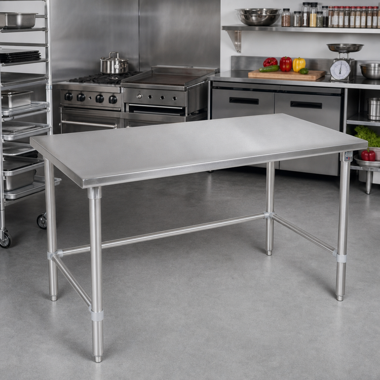 Product image #2 for John Boos Stallion 108-Inch x 24-Inch Stainless Steel Flat Top Work Table with Stallion Safety Edge