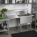 Thumbnail image #2 for BK Resources BKS-1-1824-14-24L 1-Compartment Commercial Sink, 18" x 24" x 14" Bowl, Left 24" Drainboard, 9" Backsplash