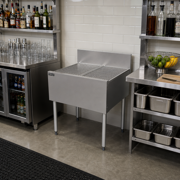 Product image #3 for Top Shelf TSF Series 30 Inch x 24 Inch Freestanding Underbar Drainboard with Backsplash