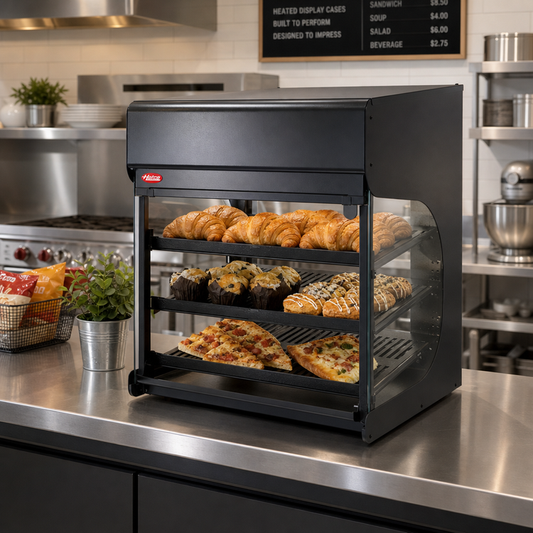 Product image #2 for Hatco Flav-R-Savor Air Curtain Heated Display Cabinet, Countertop Self-Service, 3 Adjustable Shelves