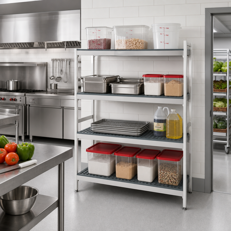 Product image #2 for Fermostock Modular 4-Tier Polymer Shelving Expansion Kit, 83"H x 42"W x 14"D