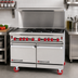 Thumbnail image #2 for American Range 48-Inch Green Flame Stainless Steel Gas Range with Left 12-Inch Griddle, 6 Open Burners, and 2 Space Saver Ovens