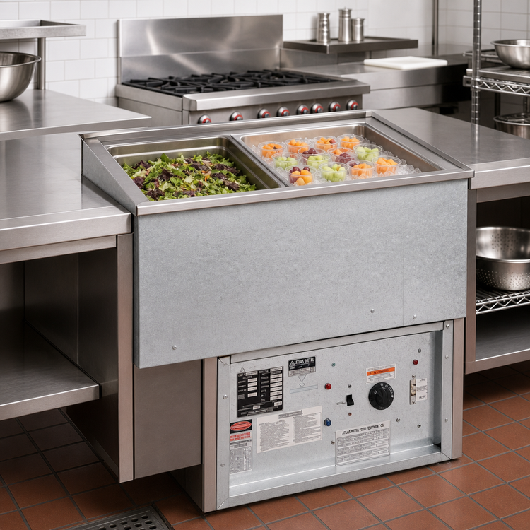 Product image #2 for Atlas Metal RM-HP-2 Dual Temperature 2-Pan Drop-In Hot/Cold Food Well with Remote Refrigeration