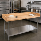 Thumbnail image #2 for John Boos DSS09-X 96-Inch x 30-Inch Maple Baker's Work Table with 1-3/4-Inch Top, Coved Riser and Stainless Steel Undershelf