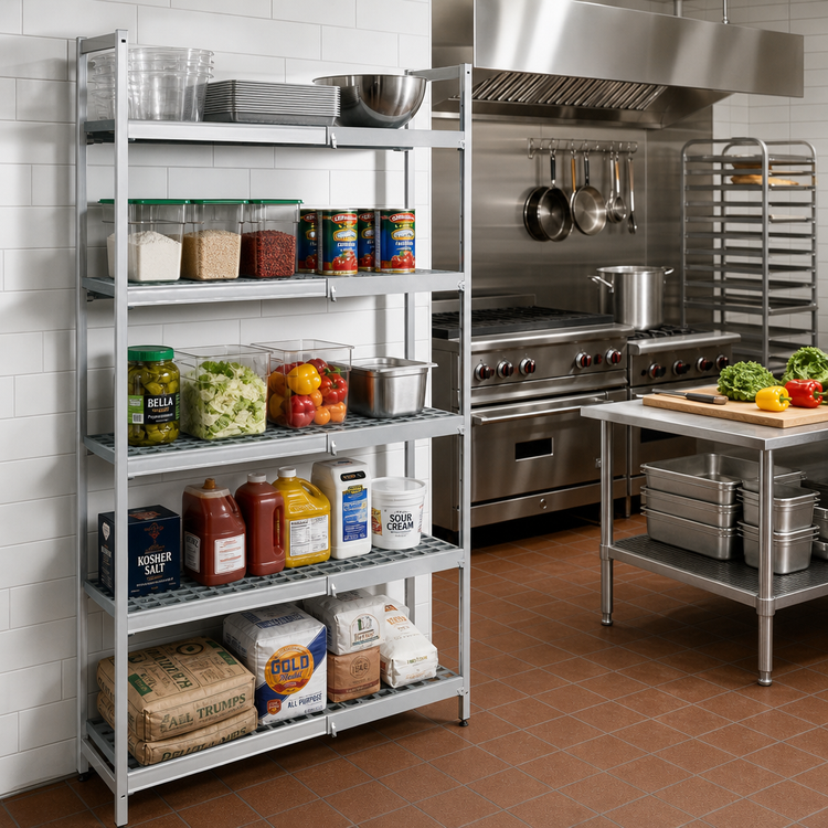 Product image #2 for Fermostock 5-Tier Corner Expansion Polymer Shelving Unit with Removable Inserts, 52W x 22D x 83H