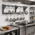 Thumbnail image #2 for Eagle Group WM96APR 96-Inch Wall-Mounted Aluminum Double-Bar Pot Rack with 16 Double-Pronged Hooks