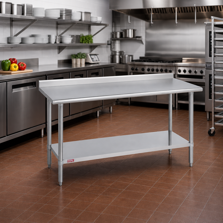 Product image #2 for Duke 30 x 30 Inch Square Stainless Steel Work Table with 1-1/8 Inch Straight Riser and Stainless Undershelf
