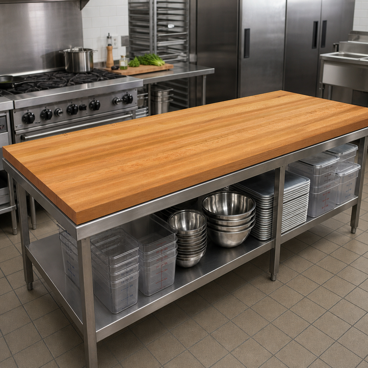 Product image #2 for John Boos Appalachian Red Oak Edge Grain Kitchen Countertop with Varnique Finish, 96 x 25 x 1-1/2 Inch