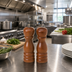 Thumbnail image #2 for American Metalcraft 6-Inch Mahogany Wood Salt & Pepper Mill/Shaker Set