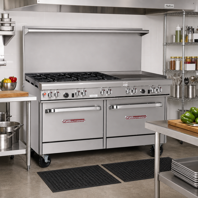 Product image #2 for Southbend Ultimate 60-Inch Commercial Gas Restaurant Range with 4 Burners, 36-Inch Griddle, Standard Oven, and Convection Oven