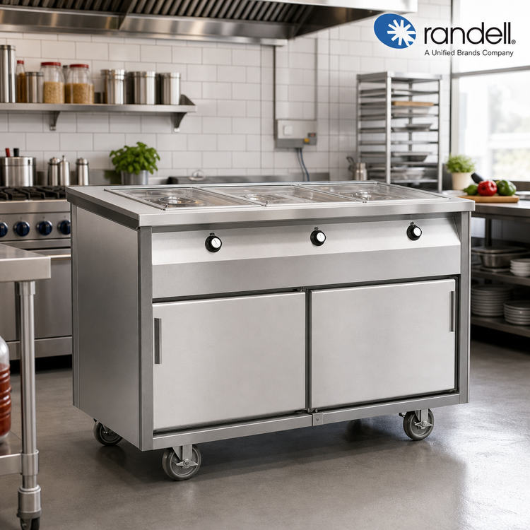 Product image #2 for Randell HTD-5B 72-Inch Electric Mobile Modular Hot Food Table with 5 Sealed Wells and Heated Base