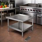 Thumbnail image #2 for Eagle Group T2424GS 24-3/8" x 24-3/8" Stainless Steel Griddle/Equipment Stand, 16-Gauge Top, Adjustable Undershelf, 1,000 lb Capacity
